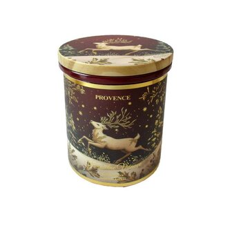 SVÍČKA VE SKLE VÁNOČNÍ S VÍČKEM 8X10CM 240G ČERVEN