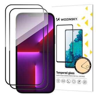 Wozinsky zestaw 2x super wytrzymałe szkło hartowane Full Glue na cały ekran z ramką Case Friendly iPhone 14 Pro czarny Wozinsky zestaw 2x super wytrzymałe szkło hartowane Full Glue na cały ekran z ramką Case Friendly iPhone 14 Pro czarny