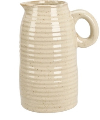 Kameninová váza s uchem krémová