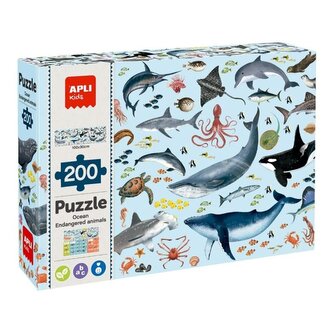 APLI edukativní puzzle – Ohrožená zvířata v oceánu, 200 ks