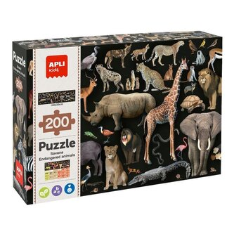 APLI edukativní puzzle – Ohrožená zvířata v savaně, 200 ks APLI edukativní puzzle – Ohrožená zvířata v savaně, 200 ks