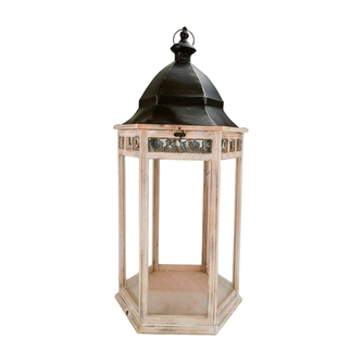 Dřevěná lucerna hnědá s patinou