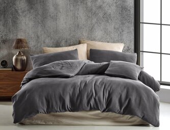 Prodloužené mušelínové povlečení 140x220, 70x90cm tmavě šedé