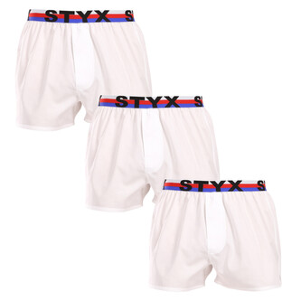 3PACK pánské trenky Styx sportovní guma bílé trikolóra (3B2061) M
