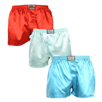 3PACK pánské trenky Styx klasická guma saténové vícebarevné (3C06372) L