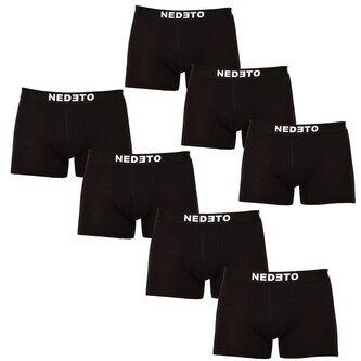7PACK pánské boxerky Nedeto černé (7NB001-brand) 3XL