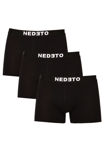 3PACK pánské boxerky Nedeto černé (3NDTB001-brand) XL