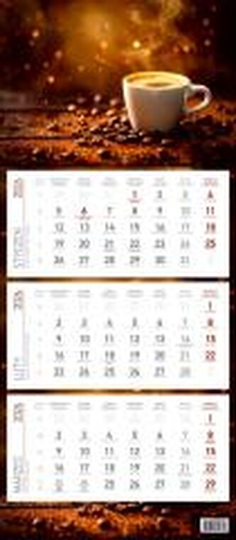 Kalendarz 2026 ścienny trójdzielny Kawa
