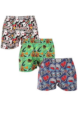 3PACK pánské trenky Styx art klasická guma vícebarevné (3A15367) S
