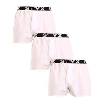 3PACK pánské trenky Styx sportovní guma bílé (3B1061) XXL