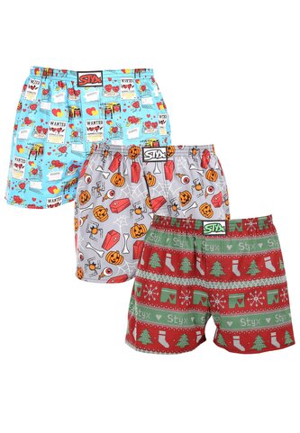 3PACK pánské trenky Styx art klasická guma vícebarevné (3A16826) L