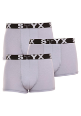 3PACK pánské boxerky Styx sportovní guma šedé (G10676767) M