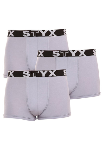 3PACK pánské boxerky Styx sportovní guma šedé (G10676767) M