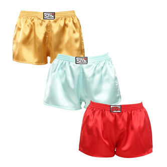 3PACK dámské trenky Styx klasická guma saténové vícebarevné (3L06352) XXL