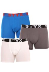 3PACK pánské boxerky Styx long sportovní guma vícebarevné (3U10137) L