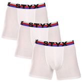 3PACK pánské boxerky Styx long sportovní guma bílé trikolóra (3U2061) XL