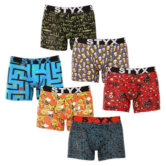 6PACK pánské boxerky Styx long art sportovní guma vícebarevné (6U12697124) S