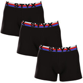 3PACK pánské boxerky Styx long sportovní guma černé trikolóra (3U1960) L
