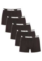 5PACK pánské boxerky Nedeto Rebel černé (5NBR001) M