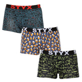 3PACK pánské boxerky Styx art sportovní guma vícebarevné (3G12672/2) S