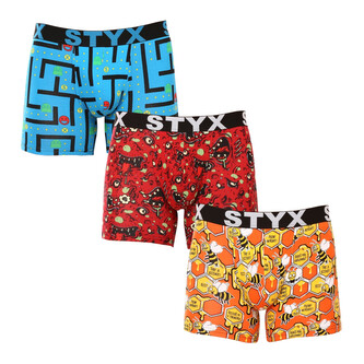 3PACK pánské boxerky Styx long art sportovní guma vícebarevné (3U12914) XL