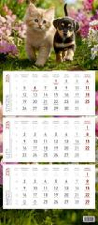 Kalendarz 2026 ścienny trójdzielny Przyjaciele