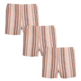 3PACK Klasické pánské trenky Foltýn hnědé s proužky nadrozměr (3xKN77) 5XL