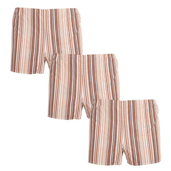 3PACK Klasické pánské trenky Foltýn hnědé s proužky nadrozměr (3xKN77) 5XL
