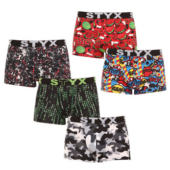 5PACK pánské boxerky Styx art sportovní guma vícebarevné (G85052535759) M