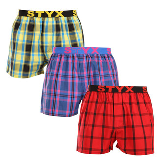 3PACK pánské trenky Styx sportovní guma vícebarevné (3B103133) M