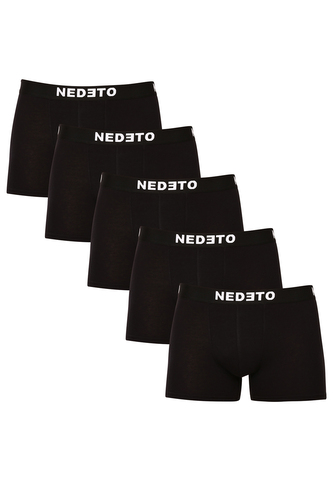 5PACK pánské boxerky Nedeto černé (5NDTB001-brand) XXL