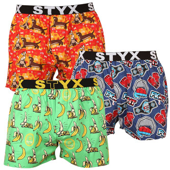 3PACK pánské trenky Styx art sportovní guma vícebarevné (3B13946) M