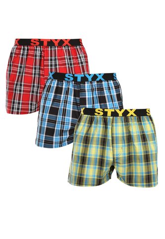 3PACK pánské trenky Styx sportovní guma vícebarevné (3B102123) M