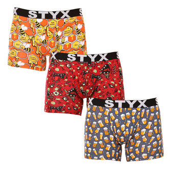 3PACK pánské boxerky Styx long art sportovní guma vícebarevné (3U13714) M