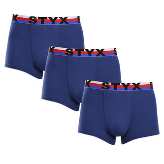 3PACK pánské boxerky Styx sportovní guma tmavě modré trikolóra (3G1968) XL