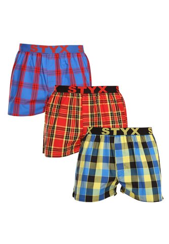 3PACK pánské trenky Styx sportovní guma vícebarevné (3B11456) M
