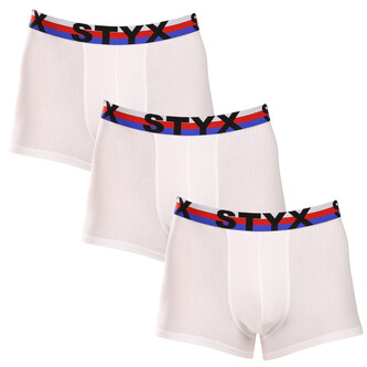 3PACK pánské boxerky Styx sportovní guma bílé trikolóra (3G2061) XL