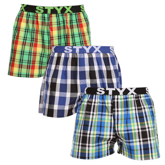 3PACK pánské trenky Styx sportovní guma vícebarevné (3B11789) M