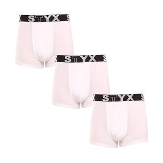 3PACK pánské boxerky Styx sportovní guma bílé (3G1061) XXL