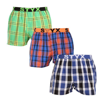 3PACK pánské trenky Styx sportovní guma vícebarevné (3B100619) S
