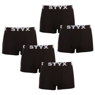 5PACK pánské boxerky Styx sportovní guma černé (5G960) L
