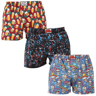 3PACK pánské trenky Styx art klasická guma vícebarevné (3A18456) M