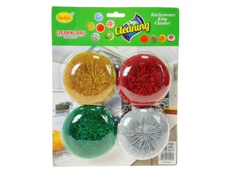 Sada 4 kuchyňských drátěnek 9x3 cm; B/C. .