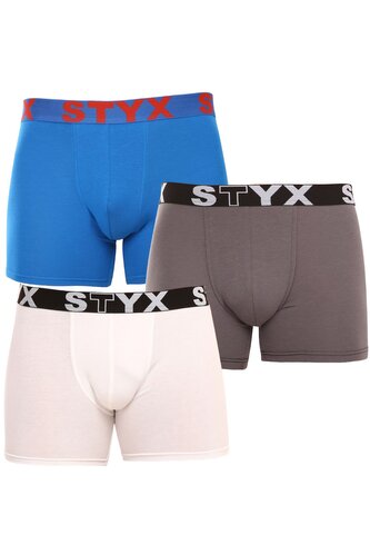 3PACK pánské boxerky Styx long sportovní guma vícebarevné (3U10137) XL