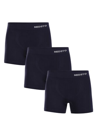 3PACK pánské boxerky Nedeto bezešvé bambusové modré (3NDTB002S) M