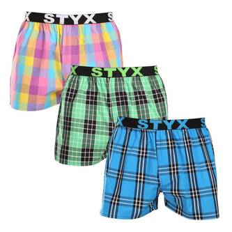 3PACK pánské trenky Styx sportovní guma vícebarevné (3B102830) XXL