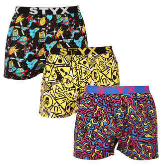 3PACK pánské trenky Styx art sportovní guma vícebarevné (3B13001) M