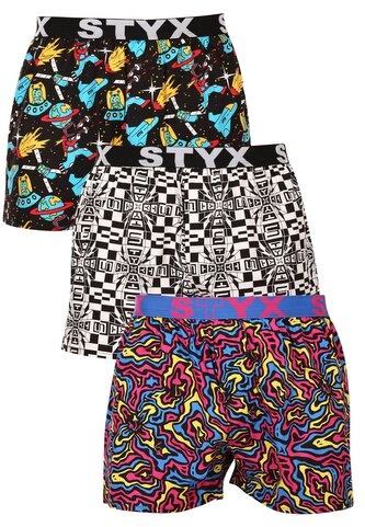 3PACK pánské trenky Styx art sportovní guma vícebarevné (3B14051) M