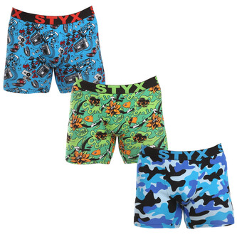 3PACK pánské boxerky Styx long art sportovní guma vícebarevné (3UN15780) M