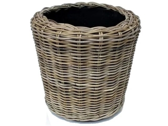 Ratanový koš Kubu 45x47 cm s plastovým vkladem, šedohnědý
